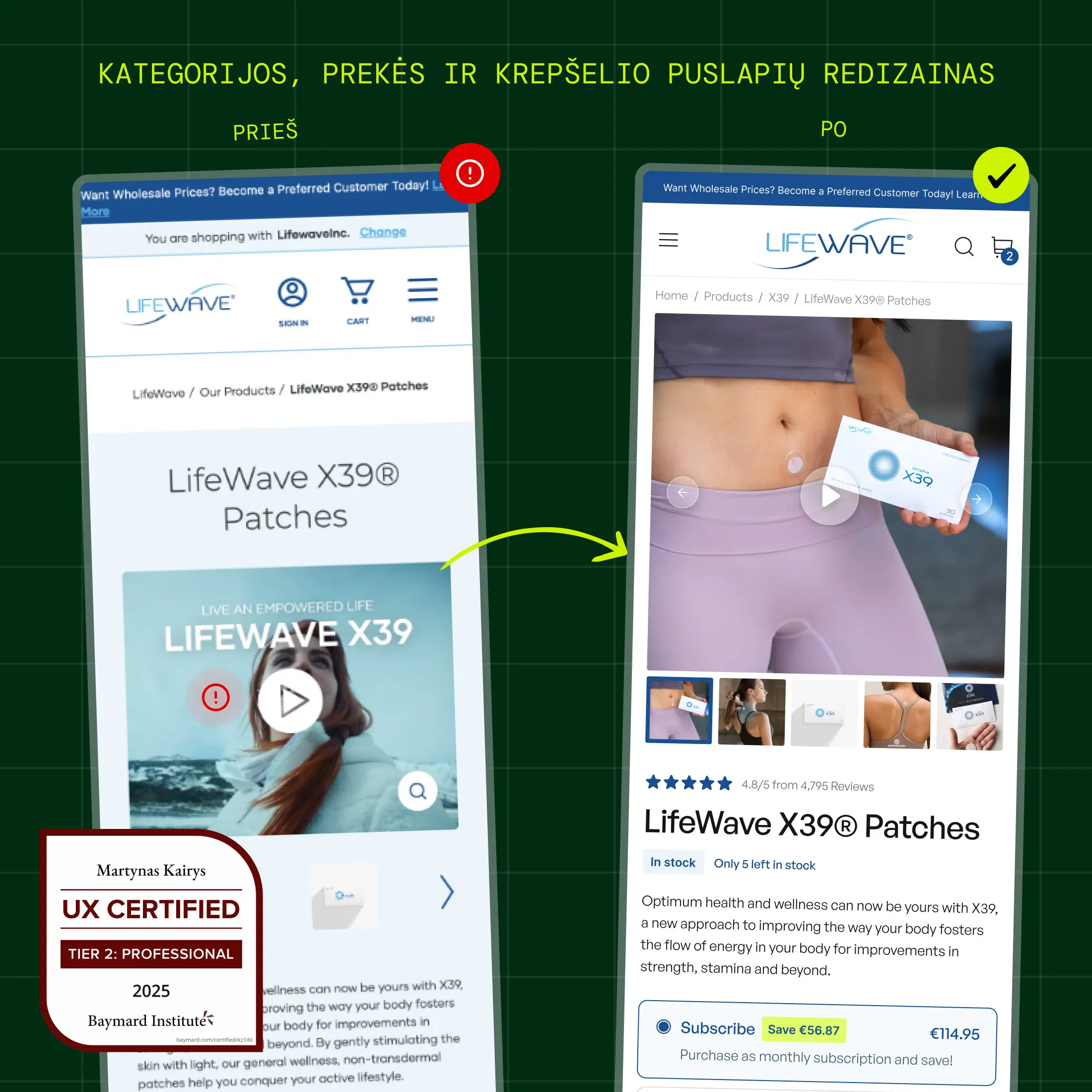 E. parduotuvės redizainas: 1 pavyzdys